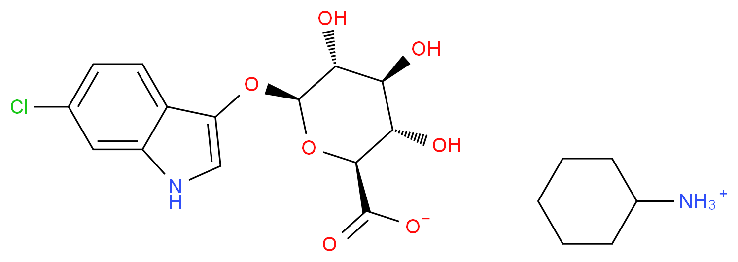 cyclohexanaminium (2S,3S,4S,5R,6S)-6-[(6-chloro-1H-indol-3-yl)oxy]-3,4,5-trihydroxyoxane-2-carboxylate_分子结构_CAS_138182-20-4