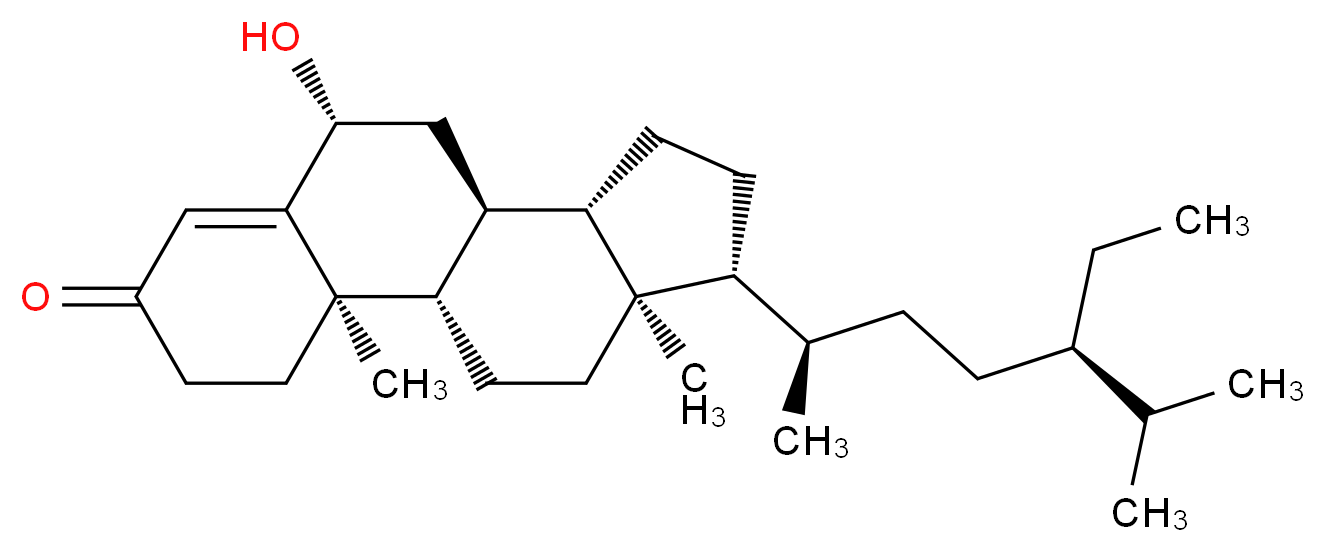 (1S,2R,8R,10S,11S,14R,15R)-14-[(2R,5R)-5-ethyl-6-methylheptan-2-yl]-8-hydroxy-2,15-dimethyltetracyclo[8.7.0.0<sup>2</sup>,<sup>7</sup>.0<sup>1</sup><sup>1</sup>,<sup>1</sup><sup>5</sup>]heptadec-6-en-5-one_分子结构_CAS_36450-02-9