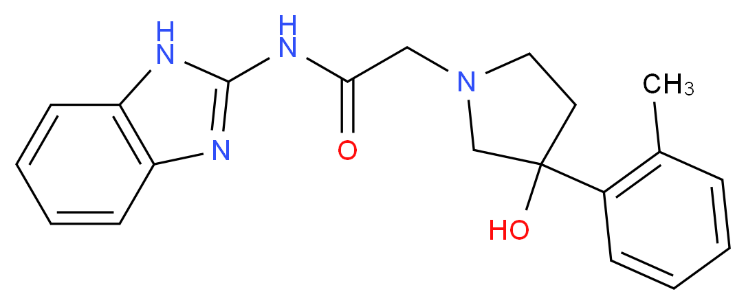 N-1H-benzimidazol-2-yl-2-[3-hydroxy-3-(2-methylphenyl)pyrrolidin-1-yl]acetamide_分子结构_CAS_)