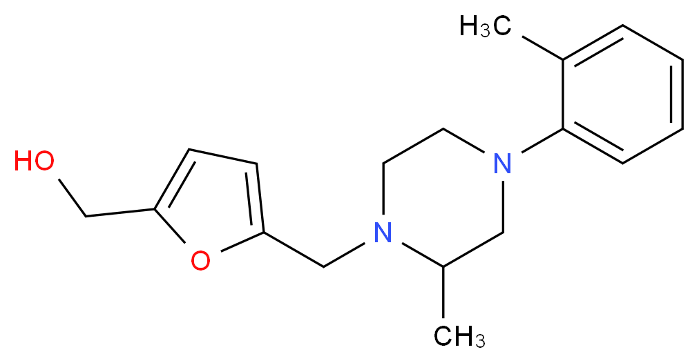 (5-{[2-methyl-4-(2-methylphenyl)piperazin-1-yl]methyl}-2-furyl)methanol_分子结构_CAS_)