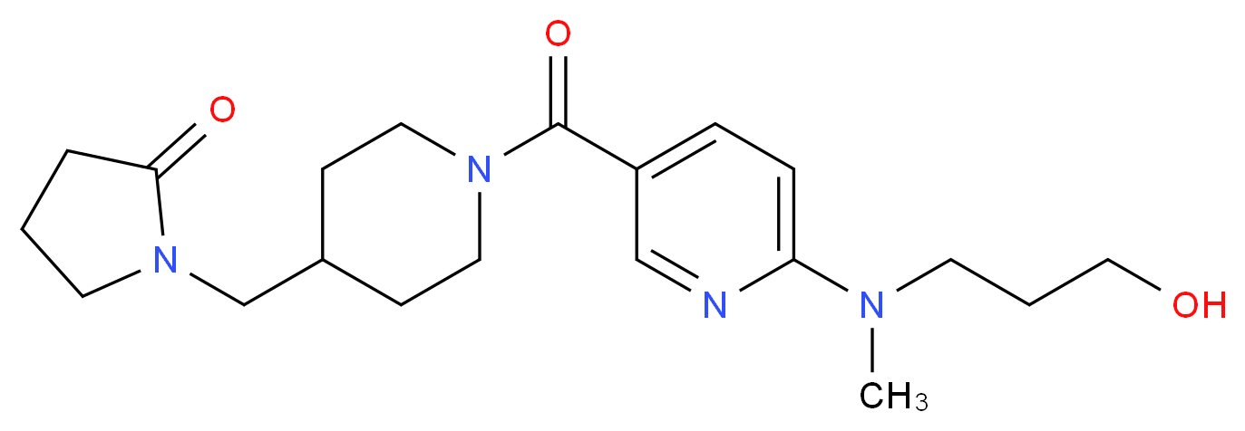 1-{[1-({6-[(3-hydroxypropyl)(methyl)amino]pyridin-3-yl}carbonyl)piperidin-4-yl]methyl}pyrrolidin-2-one_分子结构_CAS_)