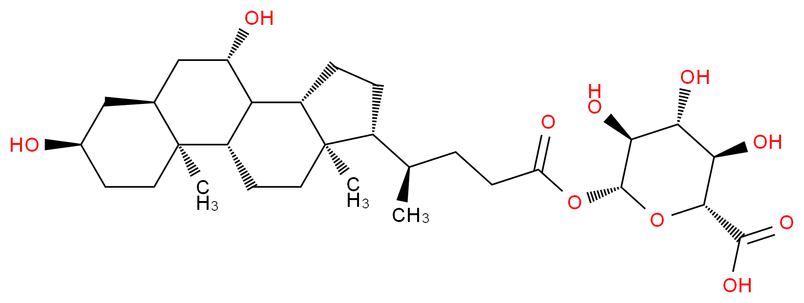 (2R,3R,4R,5S,6R)-6-{[(4R)-4-[(1S,2S,5R,7S,9S,10R,11S,14R,15R)-5,9-dihydroxy-2,15-dimethyltetracyclo[8.7.0.0<sup>2</sup>,<sup>7</sup>.0<sup>1</sup><sup>1</sup>,<sup>1</sup><sup>5</sup>]heptadecan-14-yl]pentanoyl]oxy}-3,4,5-trihydroxyoxane-2-carboxylic acid_分子结构_CAS_208038-28-2