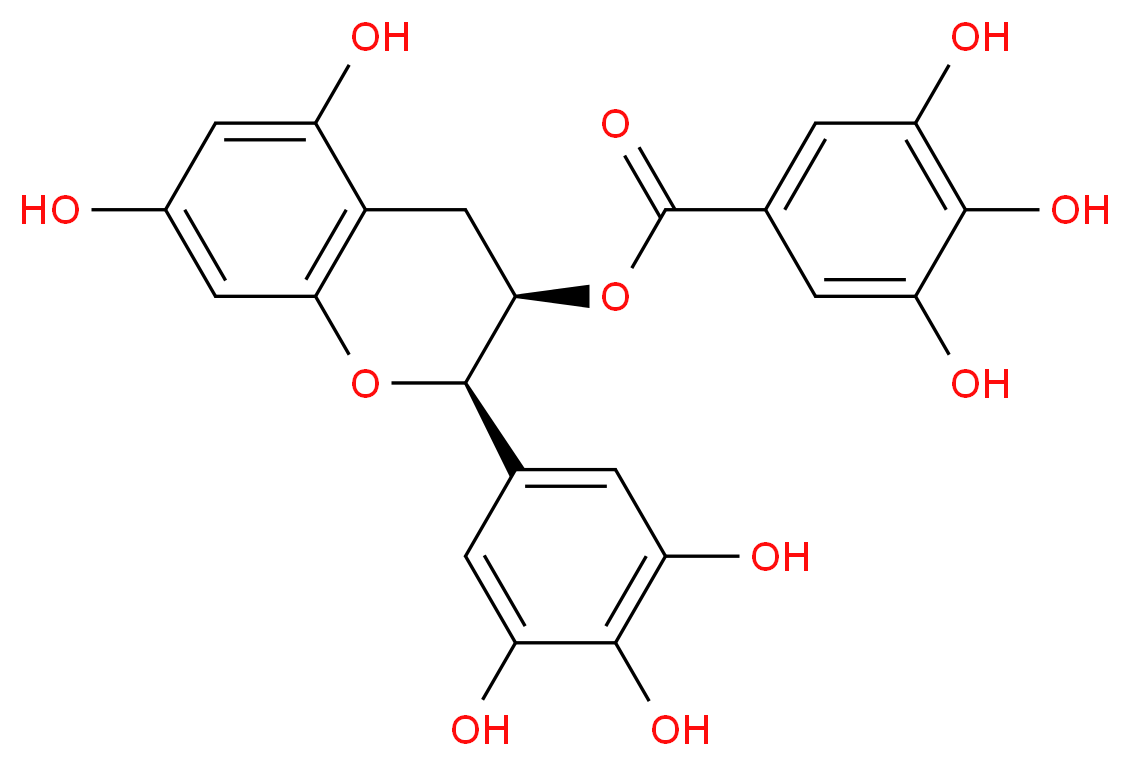 (2R,3R)-5,7-dihydroxy-2-(3,4,5-trihydroxyphenyl)-3,4-dihydro-2H-1-benzopyran-3-yl 3,4,5-trihydroxybenzoate_分子结构_CAS_989-51-5