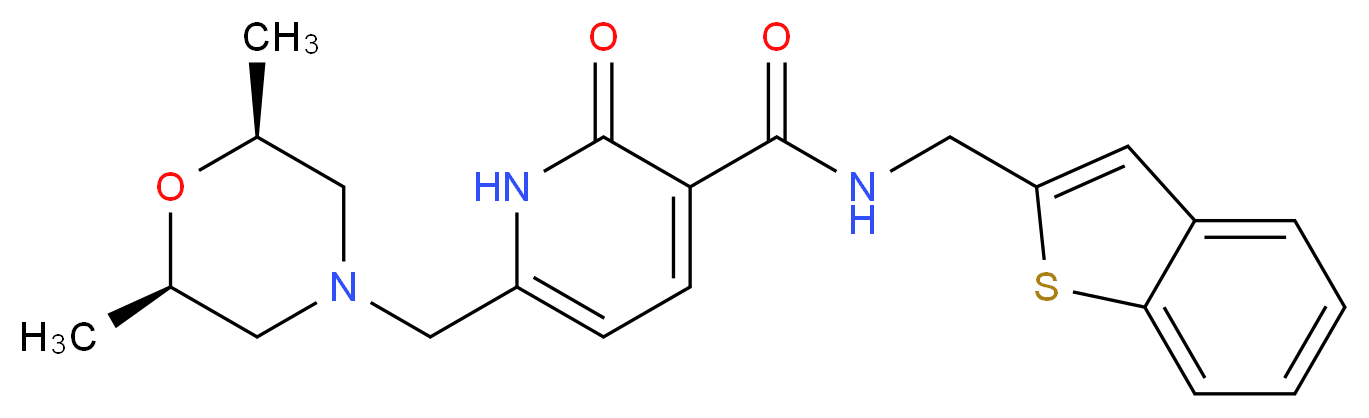 N-(1-benzothien-2-ylmethyl)-6-{[(2R*,6S*)-2,6-dimethyl-4-morpholinyl]methyl}-2-oxo-1,2-dihydro-3-pyridinecarboxamide_分子结构_CAS_)
