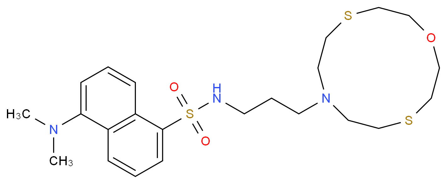 5-(dimethylamino)-N-[3-(1-oxa-4,10-dithia-7-azacyclododecan-7-yl)propyl]naphthalene-1-sulfonamide_分子结构_CAS_850870-28-9
