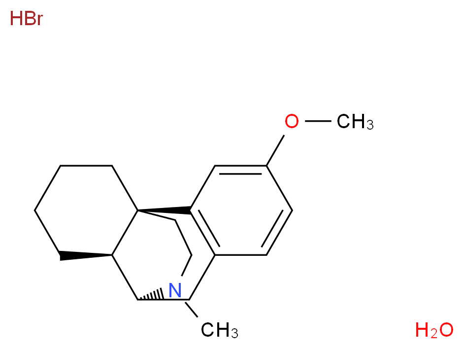 (1S,9S,10S)-4-methoxy-17-methyl-17-azatetracyclo[7.5.3.0<sup>1</sup>,<sup>1</sup><sup>0</sup>.0<sup>2</sup>,<sup>7</sup>]heptadeca-2(7),3,5-triene hydrate hydrobromide_分子结构_CAS_6700-34-1