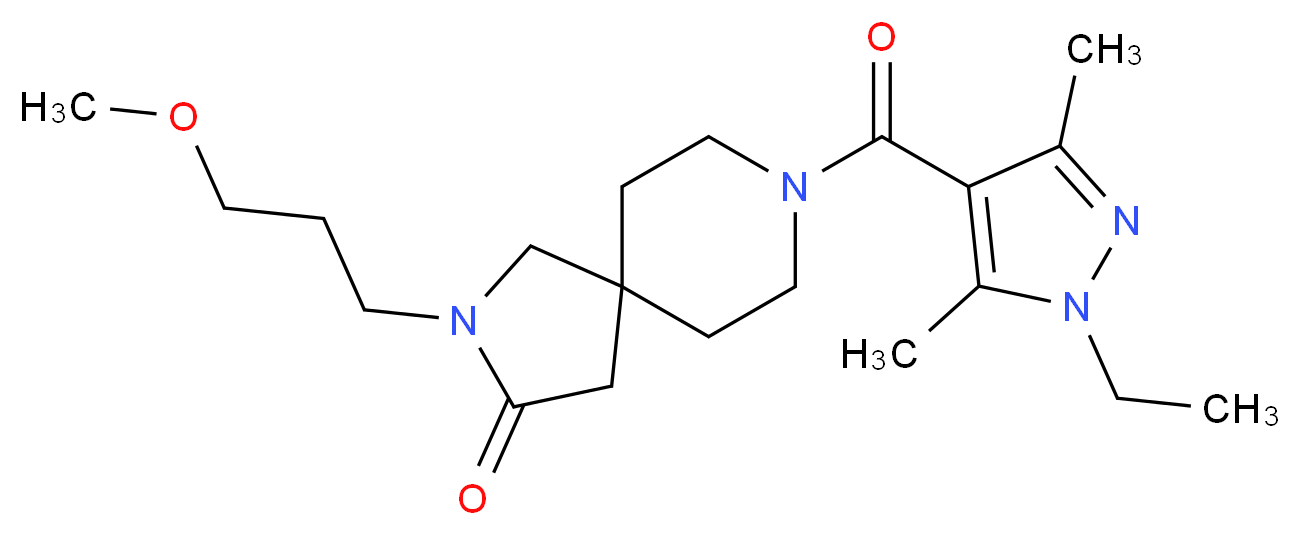 8-[(1-ethyl-3,5-dimethyl-1H-pyrazol-4-yl)carbonyl]-2-(3-methoxypropyl)-2,8-diazaspiro[4.5]decan-3-one_分子结构_CAS_)