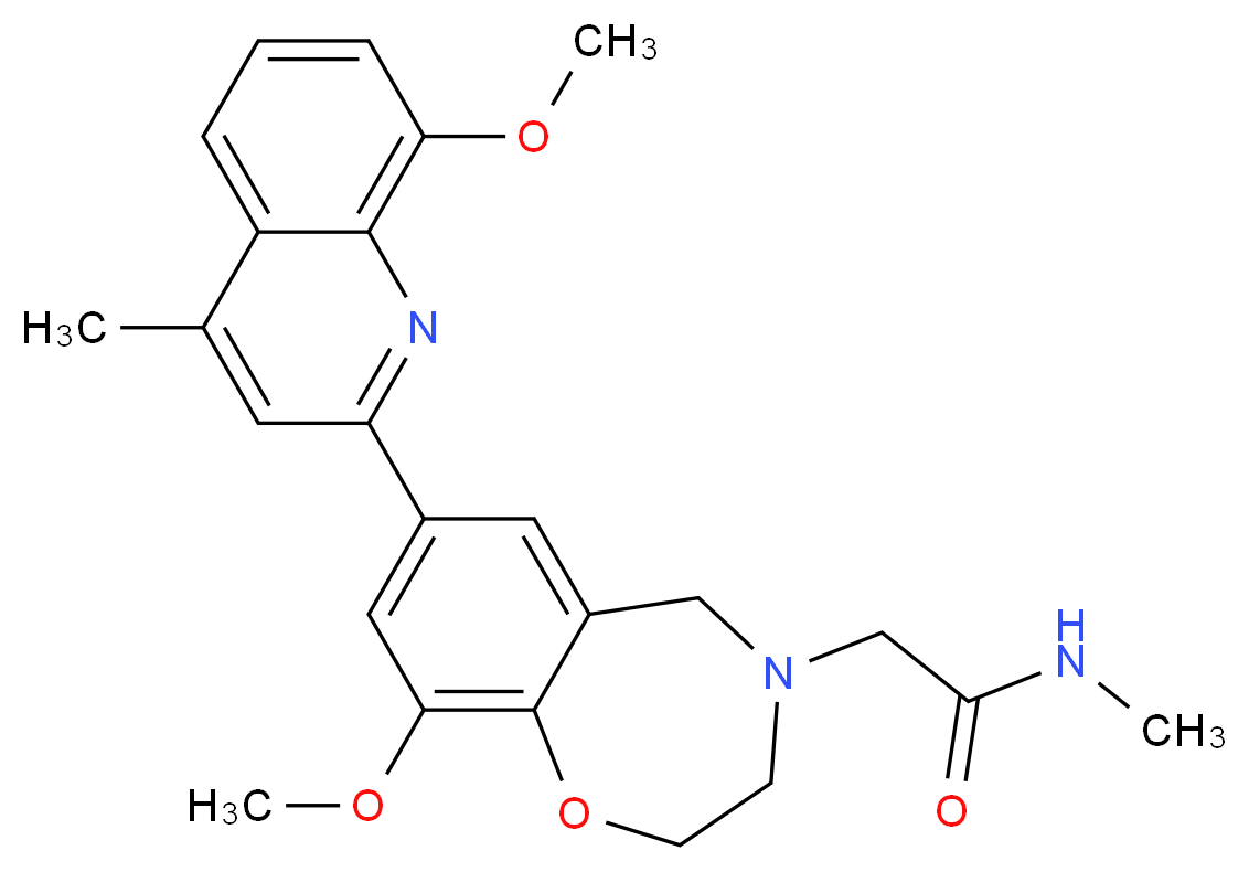 2-[9-methoxy-7-(8-methoxy-4-methylquinolin-2-yl)-2,3-dihydro-1,4-benzoxazepin-4(5H)-yl]-N-methylacetamide_分子结构_CAS_)