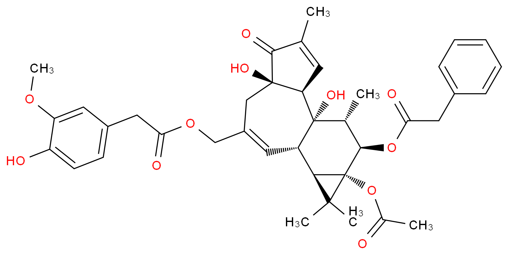 Phorbol 12-phenylacetate 13-acetate 20-homovanillate_分子结构_CAS_175796-50-6)