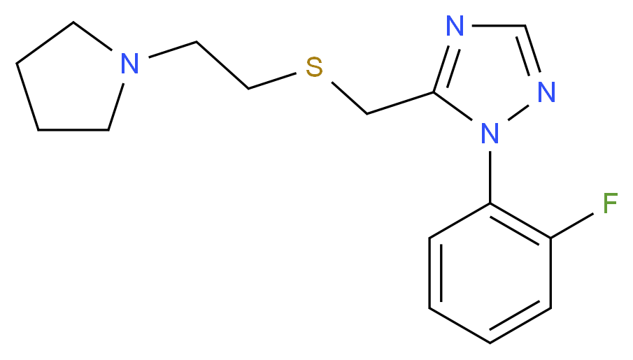 1-(2-fluorophenyl)-5-{[(2-pyrrolidin-1-ylethyl)thio]methyl}-1H-1,2,4-triazole_分子结构_CAS_)