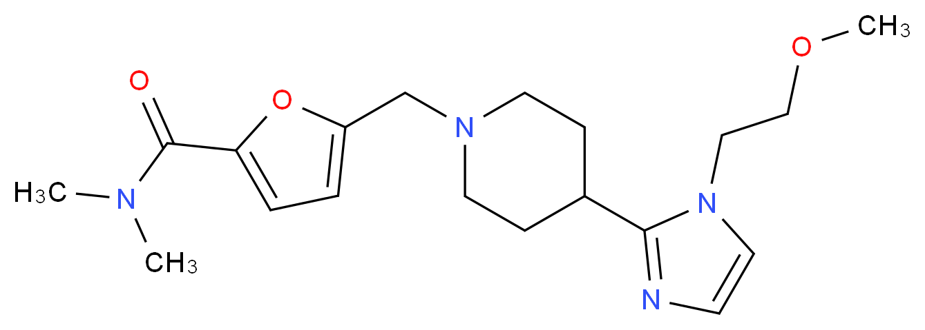 5-({4-[1-(2-methoxyethyl)-1H-imidazol-2-yl]-1-piperidinyl}methyl)-N,N-dimethyl-2-furamide_分子结构_CAS_)
