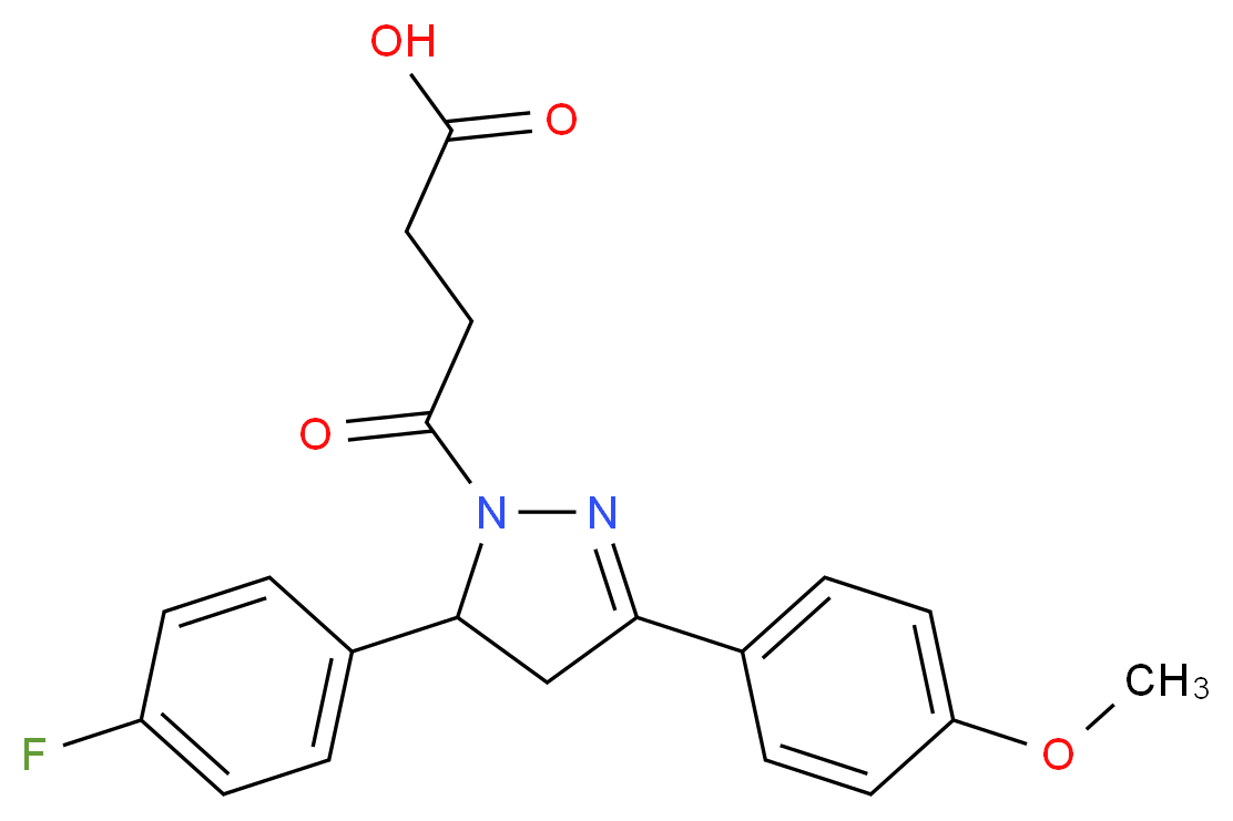 4-[5-(4-Fluoro-phenyl)-3-(4-methoxy-phenyl)-4,5-dihydro-pyrazol-1-yl]-4-oxo-butyric acid_分子结构_CAS_337482-93-6)