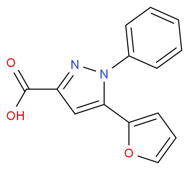 5-(furan-2-yl)-1-phenyl-1H-pyrazole-3-carboxylic acid_分子结构_CAS_100537-55-1