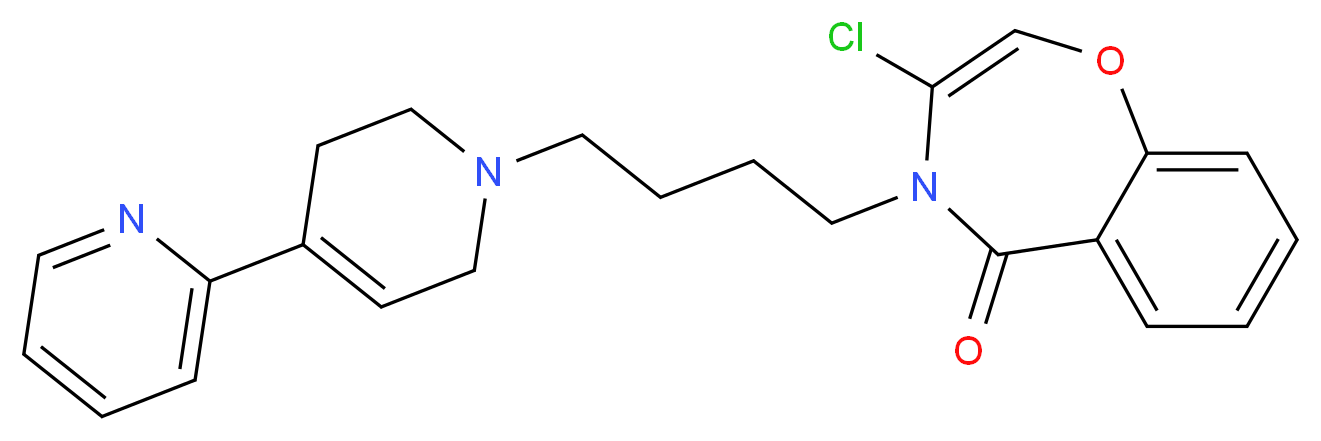 3-chloro-4-{4-[4-(pyridin-2-yl)-1,2,3,6-tetrahydropyridin-1-yl]butyl}-4,5-dihydro-1,4-benzoxazepin-5-one_分子结构_CAS_182415-09-4