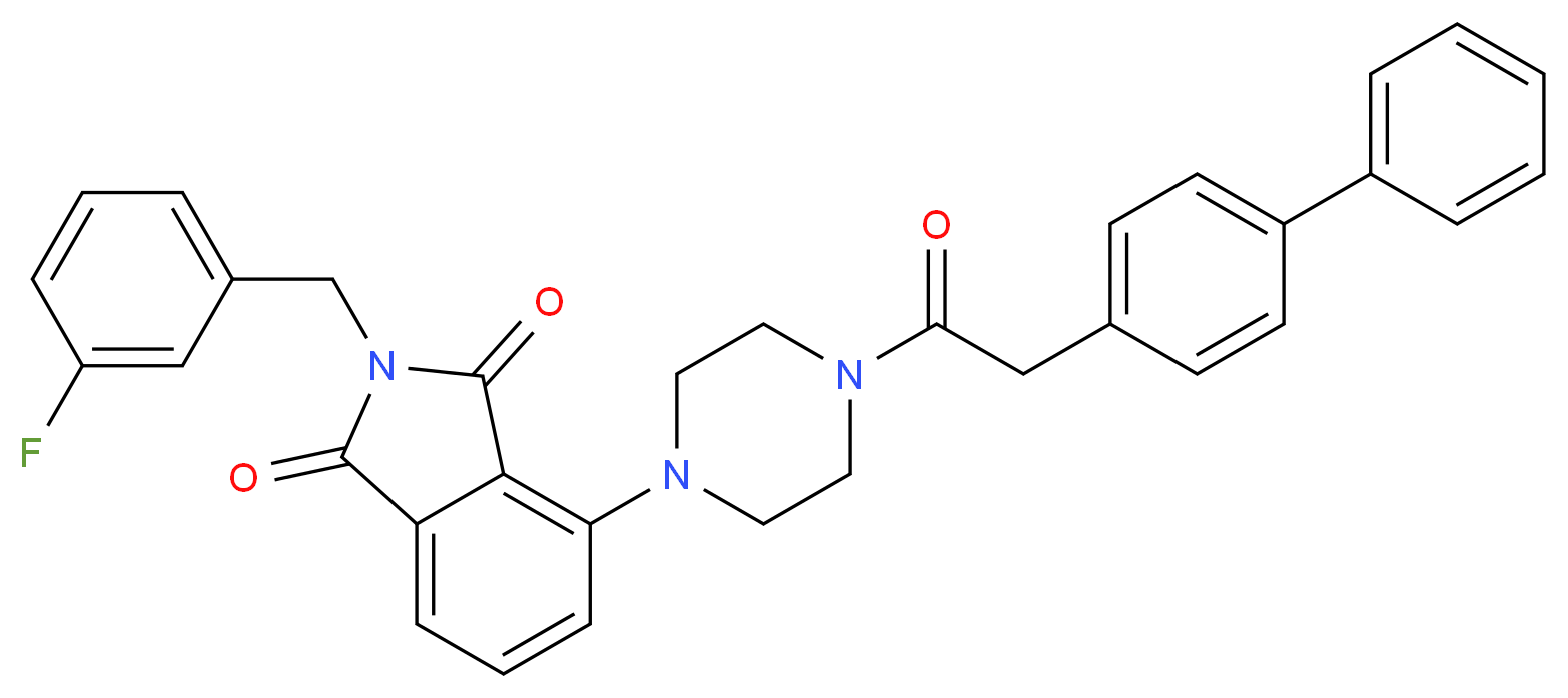 4-[4-(4-biphenylylacetyl)-1-piperazinyl]-2-(3-fluorobenzyl)-1H-isoindole-1,3(2H)-dione_分子结构_CAS_)