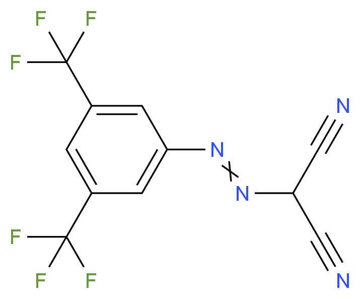 2-{2-[3,5-Bis(trifluoromethyl)phenyl]hydrazono}malononitrile 95+%_分子结构_CAS_)