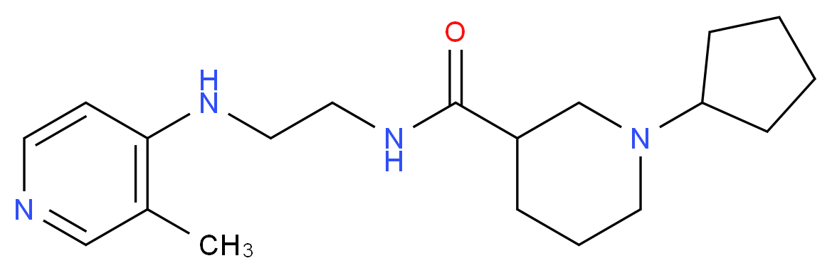 1-cyclopentyl-N-{2-[(3-methyl-4-pyridinyl)amino]ethyl}-3-piperidinecarboxamide_分子结构_CAS_)