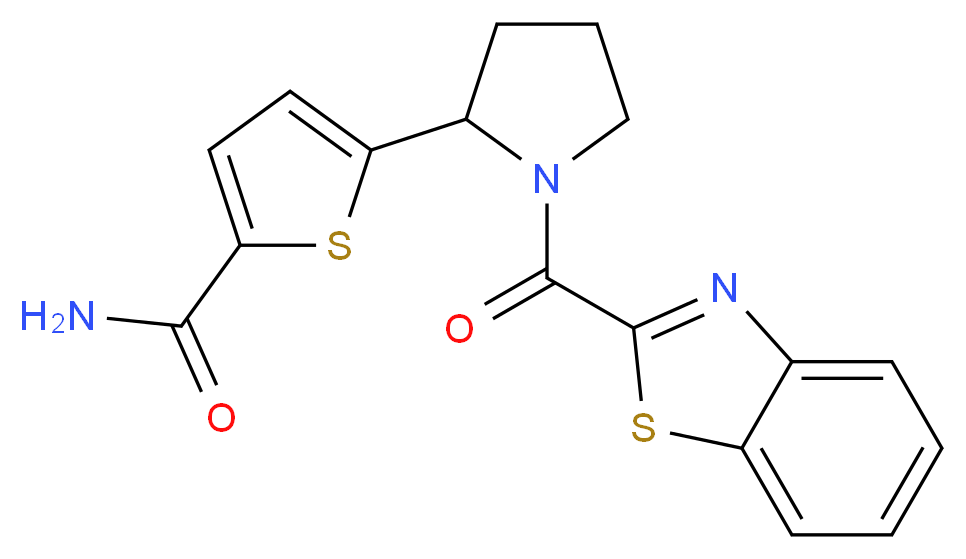 5-[1-(1,3-benzothiazol-2-ylcarbonyl)-2-pyrrolidinyl]-2-thiophenecarboxamide_分子结构_CAS_)