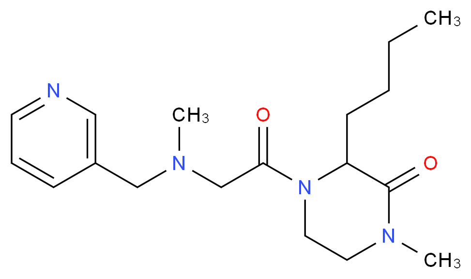 3-butyl-1-methyl-4-[N-methyl-N-(3-pyridinylmethyl)glycyl]-2-piperazinone_分子结构_CAS_)