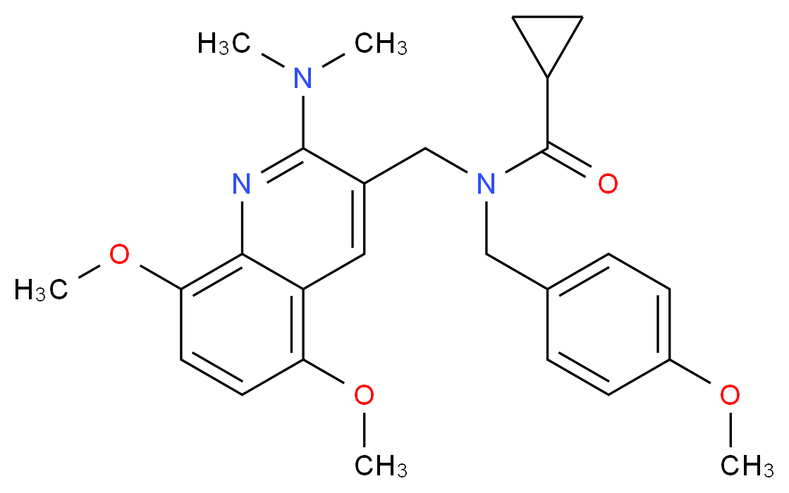 N-{[2-(dimethylamino)-5,8-dimethoxy-3-quinolinyl]methyl}-N-(4-methoxybenzyl)cyclopropanecarboxamide_分子结构_CAS_)