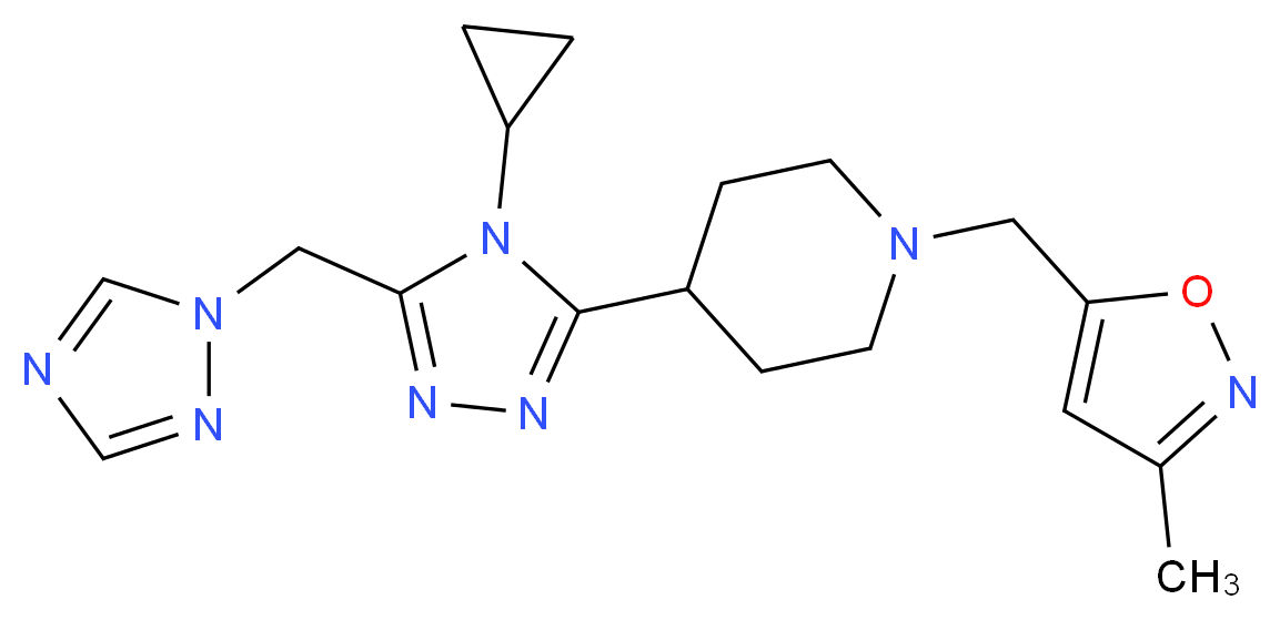 4-[4-cyclopropyl-5-(1H-1,2,4-triazol-1-ylmethyl)-4H-1,2,4-triazol-3-yl]-1-[(3-methylisoxazol-5-yl)methyl]piperidine_分子结构_CAS_)