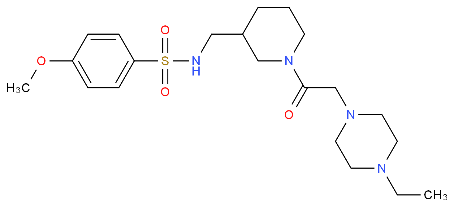 N-({1-[(4-ethyl-1-piperazinyl)acetyl]-3-piperidinyl}methyl)-4-methoxybenzenesulfonamide_分子结构_CAS_)