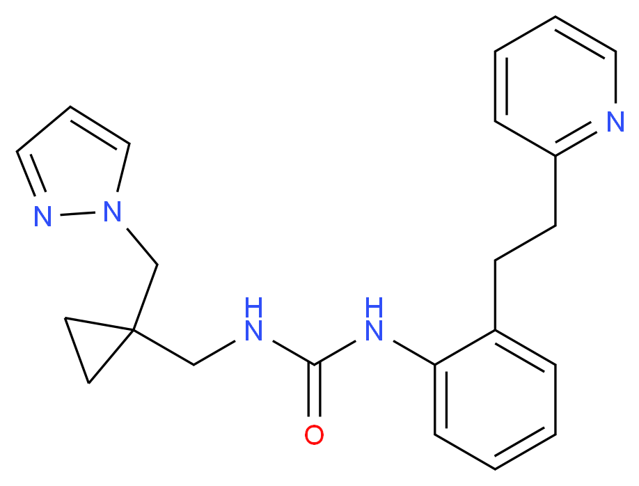 N-{[1-(1H-pyrazol-1-ylmethyl)cyclopropyl]methyl}-N'-[2-(2-pyridin-2-ylethyl)phenyl]urea_分子结构_CAS_)