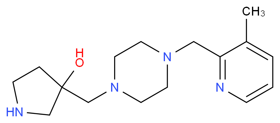 3-({4-[(3-methylpyridin-2-yl)methyl]piperazin-1-yl}methyl)pyrrolidin-3-ol_分子结构_CAS_)