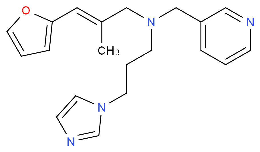 (2E)-3-(2-furyl)-N-[3-(1H-imidazol-1-yl)propyl]-2-methyl-N-(pyridin-3-ylmethyl)prop-2-en-1-amine_分子结构_CAS_)