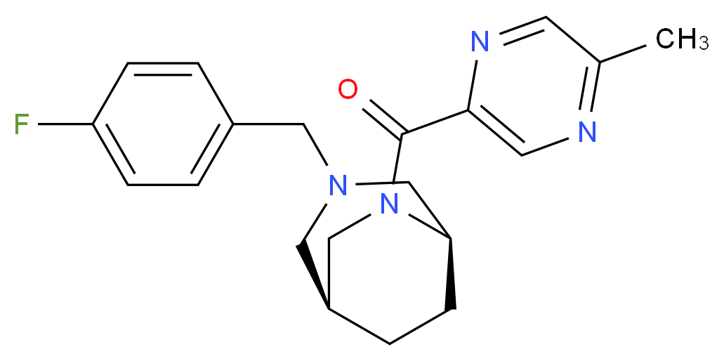 (1S*,5R*)-3-(4-fluorobenzyl)-6-[(5-methyl-2-pyrazinyl)carbonyl]-3,6-diazabicyclo[3.2.2]nonane_分子结构_CAS_)