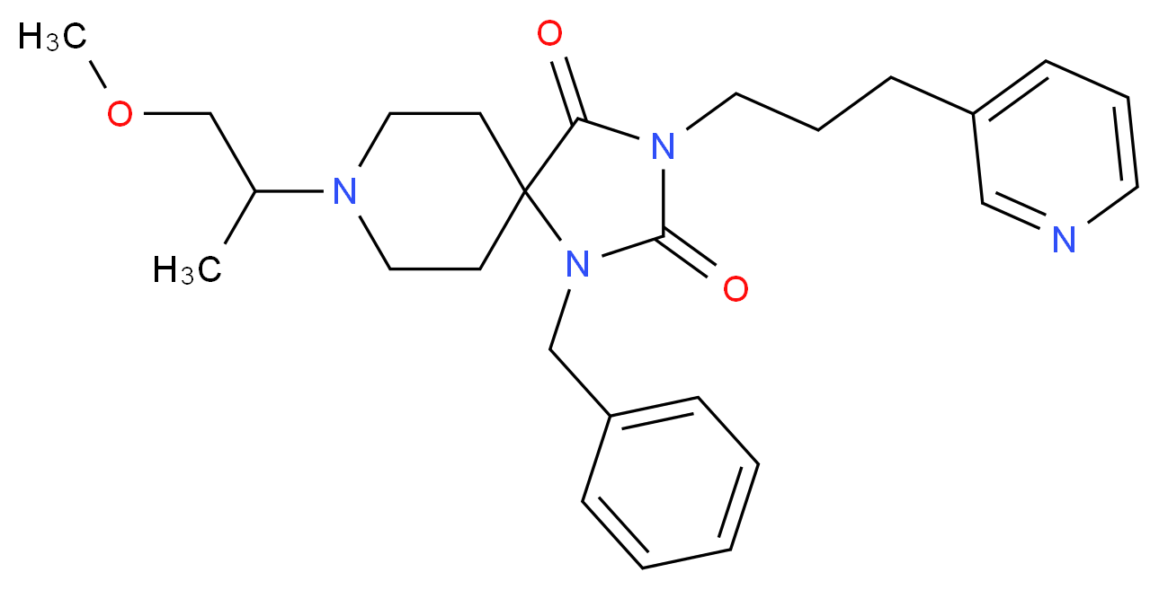 1-benzyl-8-(2-methoxy-1-methylethyl)-3-[3-(3-pyridinyl)propyl]-1,3,8-triazaspiro[4.5]decane-2,4-dione_分子结构_CAS_)