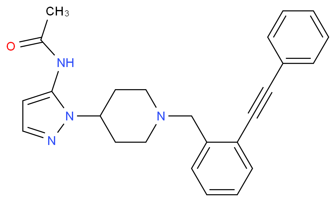 N-(1-{1-[2-(phenylethynyl)benzyl]-4-piperidinyl}-1H-pyrazol-5-yl)acetamide_分子结构_CAS_)