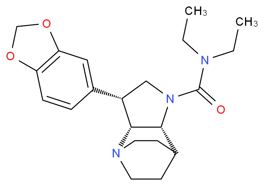(3R*,3aR*,7aR*)-3-(1,3-benzodioxol-5-yl)-N,N-diethylhexahydro-4,7-ethanopyrrolo[3,2-b]pyridine-1(2H)-carboxamide_分子结构_CAS_)