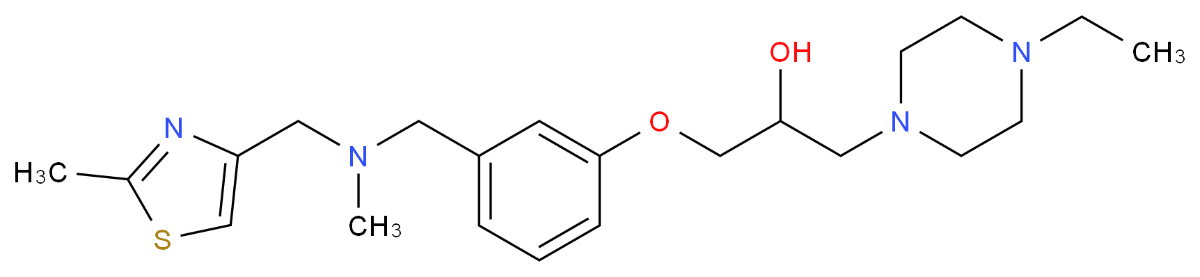 1-(4-ethyl-1-piperazinyl)-3-[3-({methyl[(2-methyl-1,3-thiazol-4-yl)methyl]amino}methyl)phenoxy]-2-propanol_分子结构_CAS_)