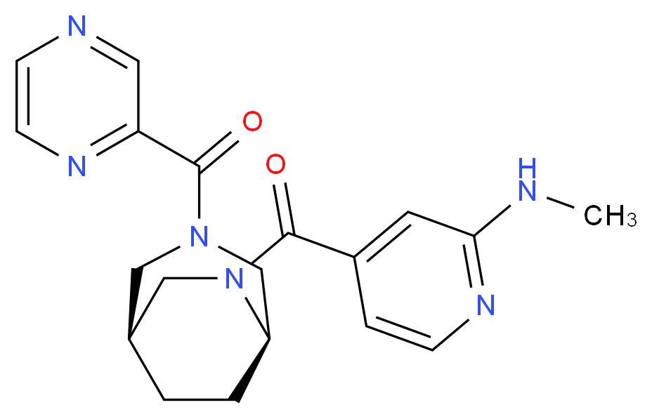 N-methyl-4-{[(1S*,5R*)-3-(2-pyrazinylcarbonyl)-3,6-diazabicyclo[3.2.2]non-6-yl]carbonyl}-2-pyridinamine_分子结构_CAS_)