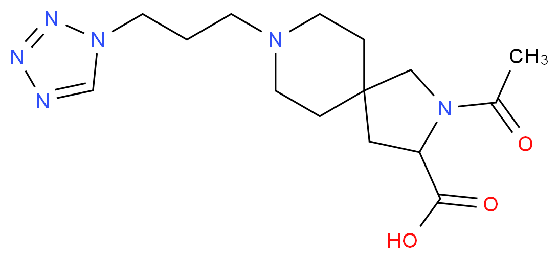 2-acetyl-8-[3-(1H-tetrazol-1-yl)propyl]-2,8-diazaspiro[4.5]decane-3-carboxylic acid_分子结构_CAS_)