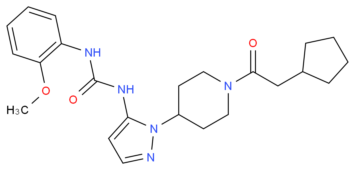 N-{1-[1-(cyclopentylacetyl)-4-piperidinyl]-1H-pyrazol-5-yl}-N'-(2-methoxyphenyl)urea_分子结构_CAS_)