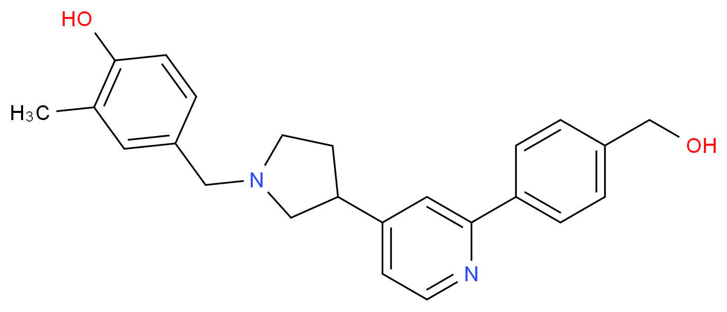 4-[(3-{2-[4-(hydroxymethyl)phenyl]pyridin-4-yl}pyrrolidin-1-yl)methyl]-2-methylphenol_分子结构_CAS_)