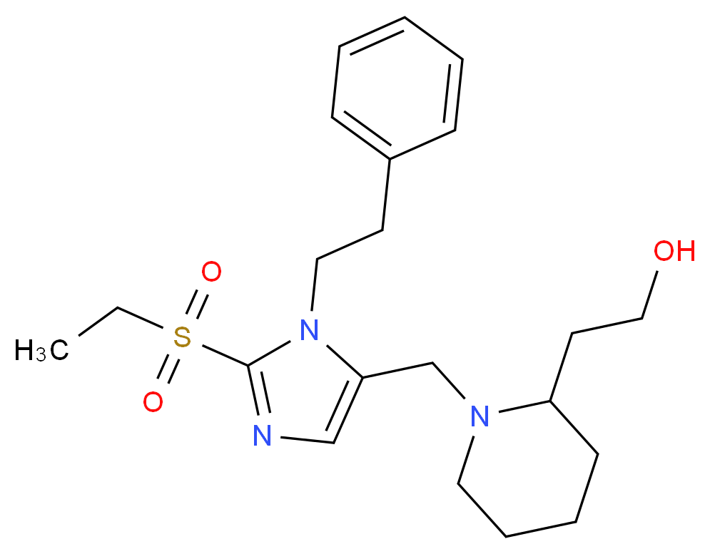 2-(1-{[2-(ethylsulfonyl)-1-(2-phenylethyl)-1H-imidazol-5-yl]methyl}-2-piperidinyl)ethanol_分子结构_CAS_)