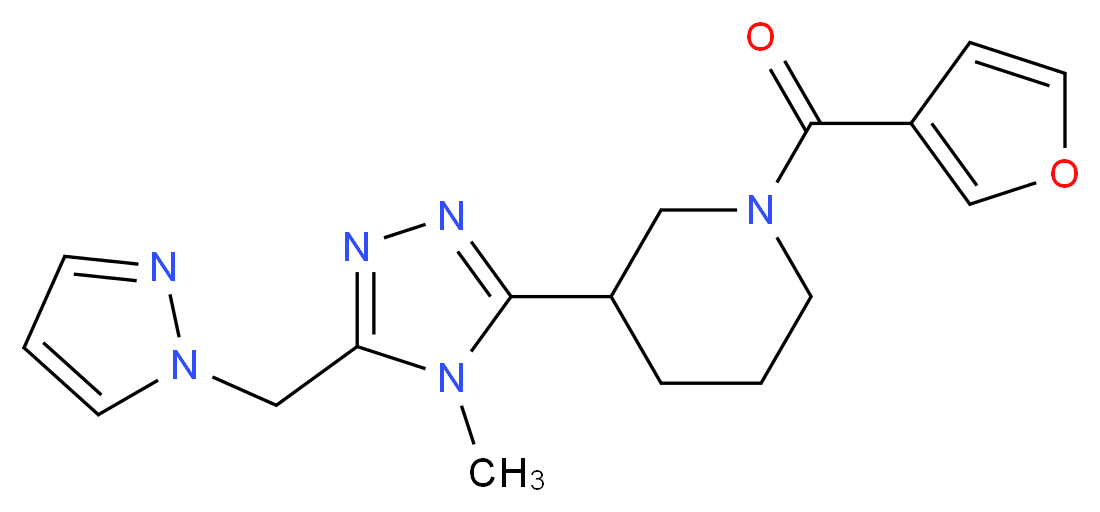 1-(3-furoyl)-3-[4-methyl-5-(1H-pyrazol-1-ylmethyl)-4H-1,2,4-triazol-3-yl]piperidine_分子结构_CAS_)