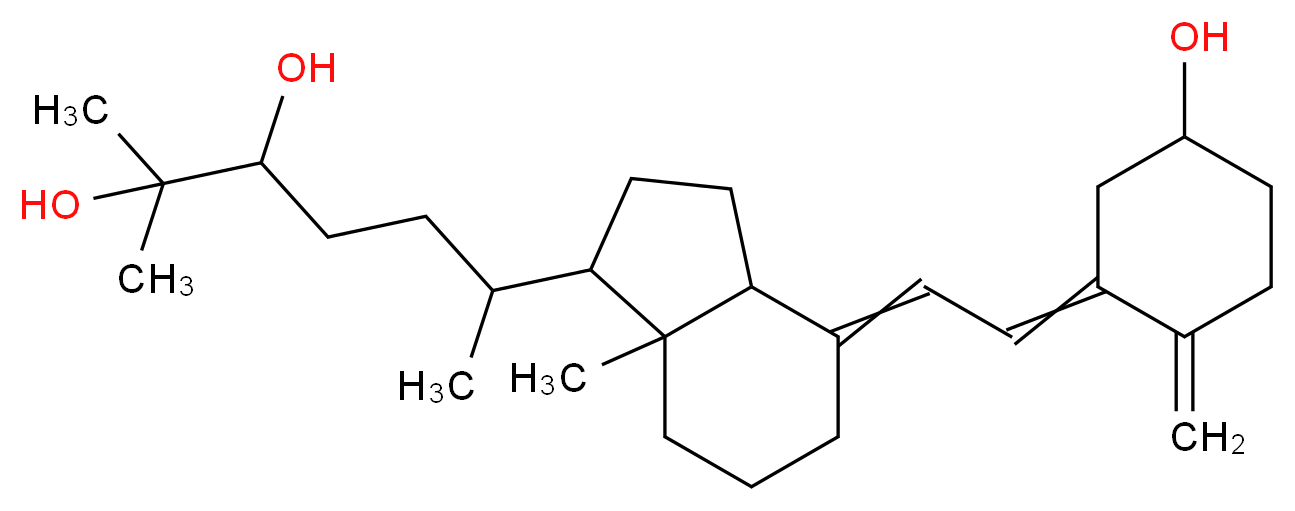 6-{4-[2-(5-hydroxy-2-methylidenecyclohexylidene)ethylidene]-7a-methyl-octahydro-1H-inden-1-yl}-2-methylheptane-2,3-diol_分子结构_CAS_55721-11-4