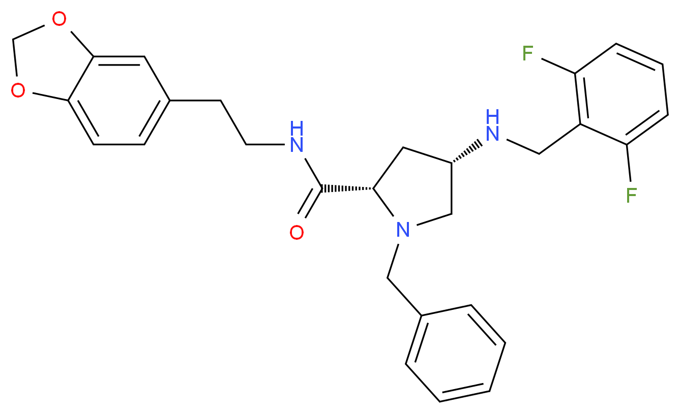 (4S)-N-[2-(1,3-benzodioxol-5-yl)ethyl]-1-benzyl-4-[(2,6-difluorobenzyl)amino]-L-prolinamide_分子结构_CAS_)