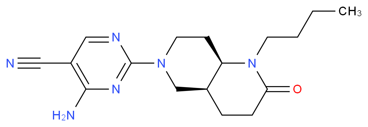4-amino-2-[(4aS*,8aR*)-1-butyl-2-oxooctahydro-1,6-naphthyridin-6(2H)-yl]pyrimidine-5-carbonitrile_分子结构_CAS_)