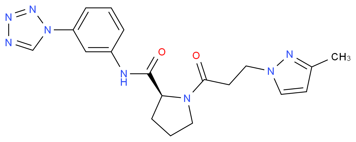 1-[3-(3-methyl-1H-pyrazol-1-yl)propanoyl]-N-[3-(1H-tetrazol-1-yl)phenyl]-L-prolinamide_分子结构_CAS_)