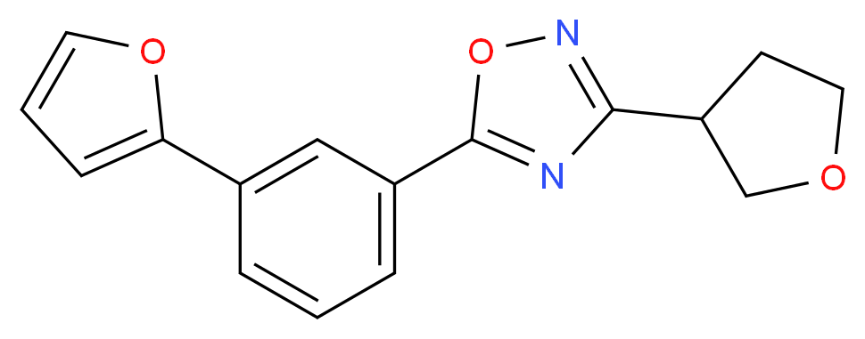5-[3-(2-furyl)phenyl]-3-(tetrahydrofuran-3-yl)-1,2,4-oxadiazole_分子结构_CAS_)