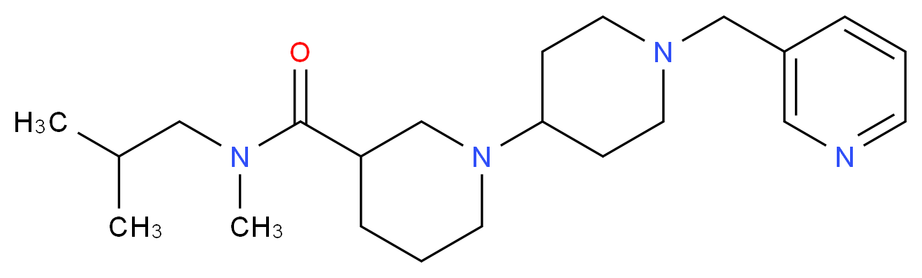 N-isobutyl-N-methyl-1'-(pyridin-3-ylmethyl)-1,4'-bipiperidine-3-carboxamide_分子结构_CAS_)