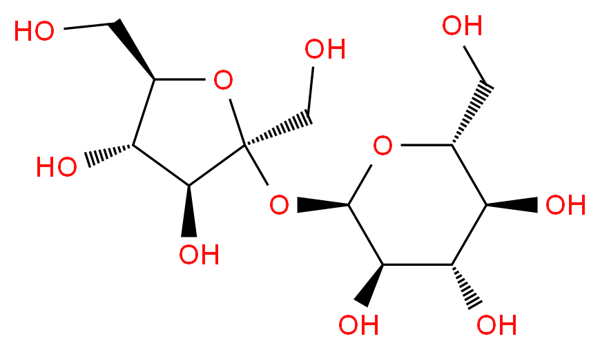 (2R,3R,4S,5S,6R)-2-{[(2S,3S,4S,5R)-3,4-dihydroxy-2,5-bis(hydroxymethyl)oxolan-2-yl]oxy}-6-(hydroxymethyl)oxane-3,4,5-triol_分子结构_CAS_57-50-1