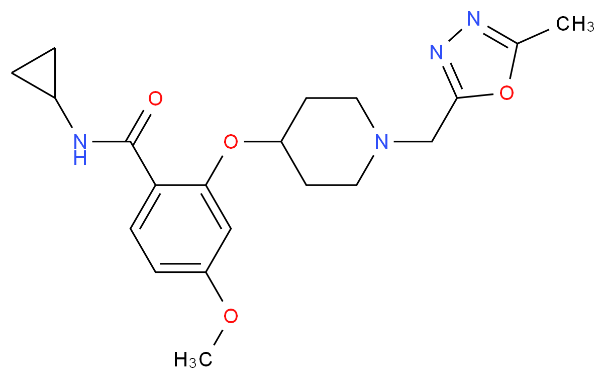 N-cyclopropyl-4-methoxy-2-({1-[(5-methyl-1,3,4-oxadiazol-2-yl)methyl]piperidin-4-yl}oxy)benzamide_分子结构_CAS_)