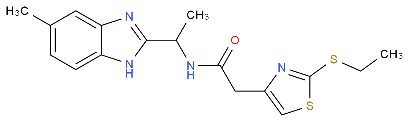 2-[2-(ethylthio)-1,3-thiazol-4-yl]-N-[1-(5-methyl-1H-benzimidazol-2-yl)ethyl]acetamide_分子结构_CAS_)