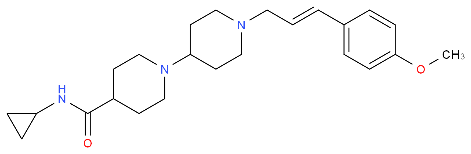 N-cyclopropyl-1'-[(2E)-3-(4-methoxyphenyl)-2-propen-1-yl]-1,4'-bipiperidine-4-carboxamide_分子结构_CAS_)